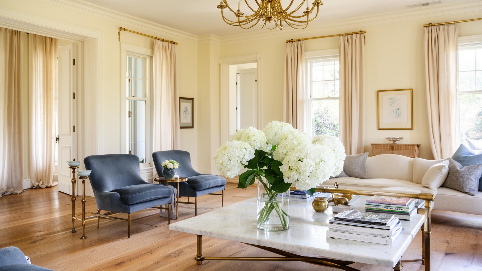 A sunlit, refined living room